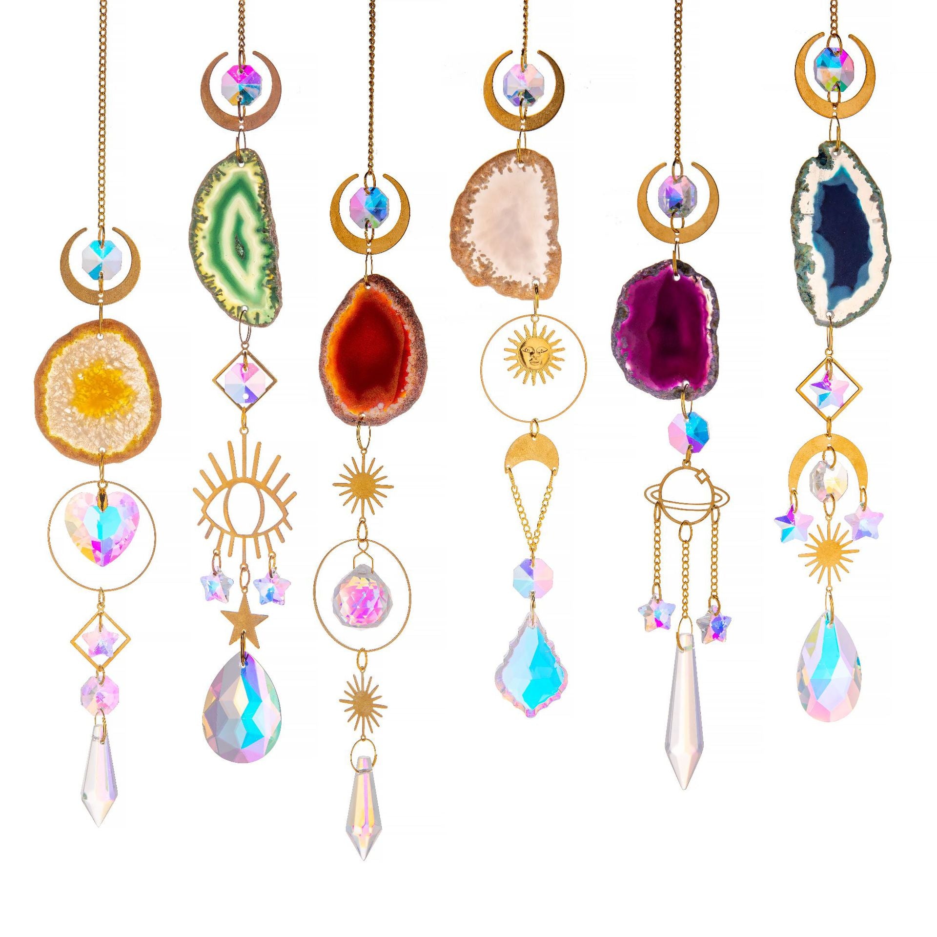 Wholesale Agate Rough Stone Crystal Sun Catcher Color Hanging Prism Ball